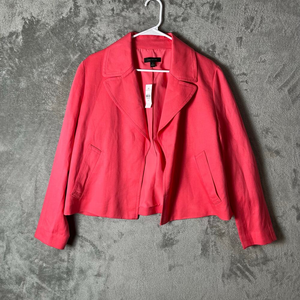 Ann Taylor Coral Pink Lyocell Linen Jacket Modern Minimalist Chic Medium New